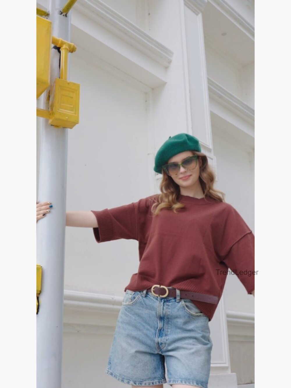 Short Sleeve Oversized Cropped Sweater Lightweight Knit Crewneck Pullover - Picture 6 of 7